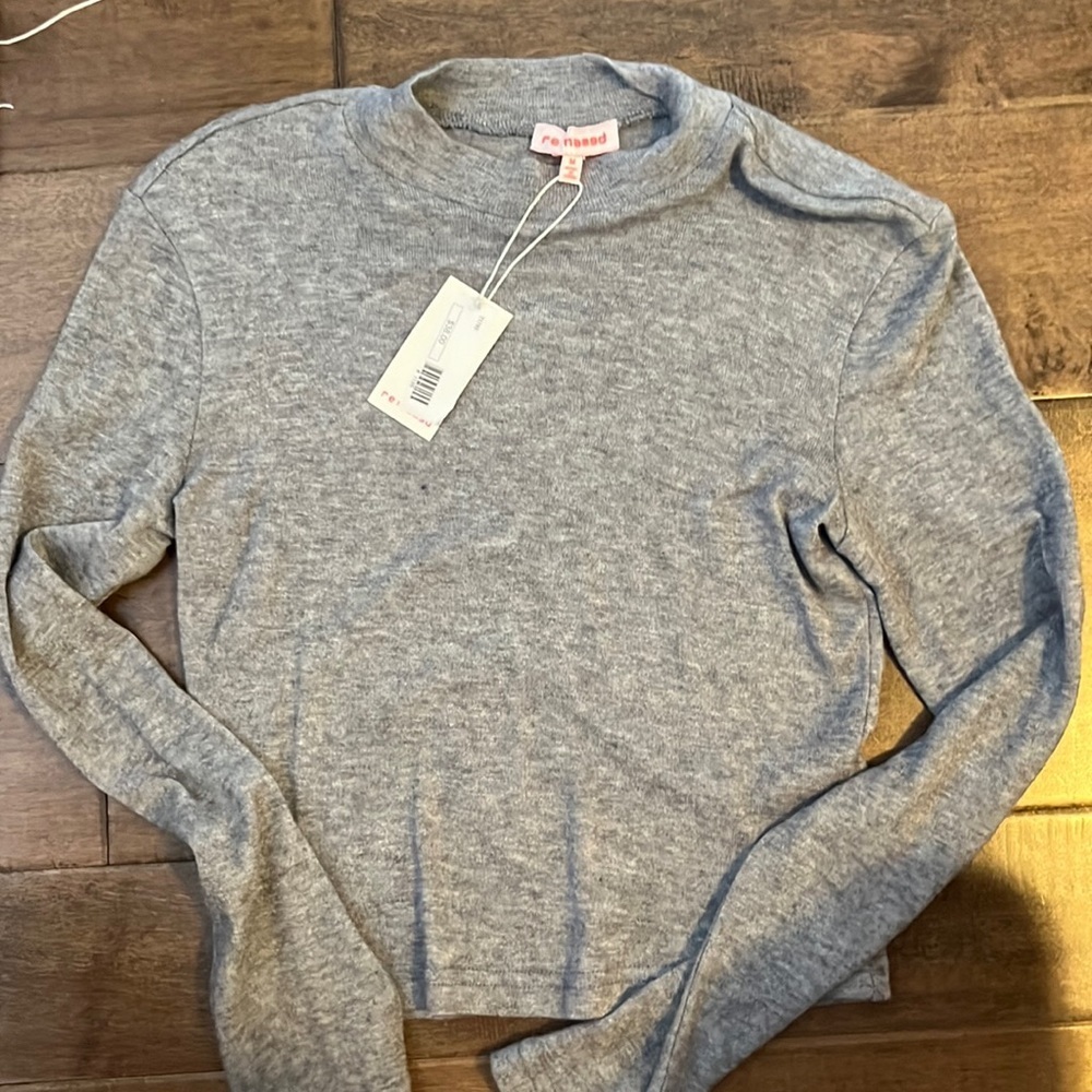 Re:named gray sweater crop top